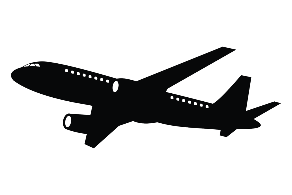 Silhouette of a passenger airplane.