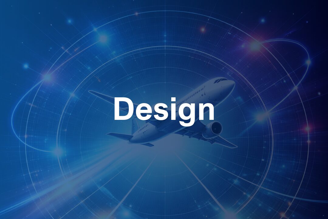 Design Button: A passenger plane flying through space and time.